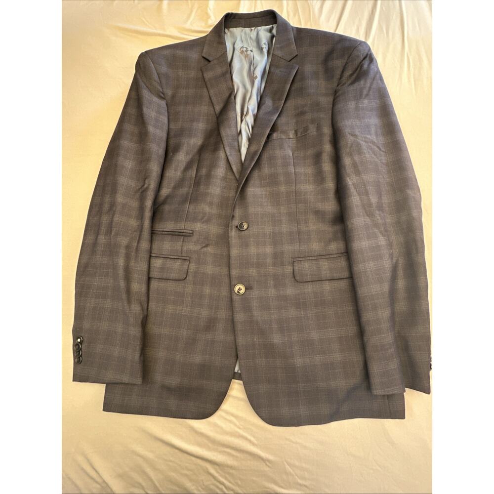 Vince Camuto Jacket Mens 42L Blue Glen Check Wool Blazer Preppy Corpcore